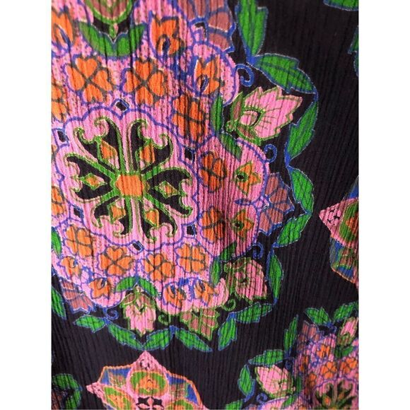 J Crew Blue Pink Medallion V Neck 3/4 Sleeve Gauze Cotton Tunic Swimsuit Cover U - Picture 10 of 13